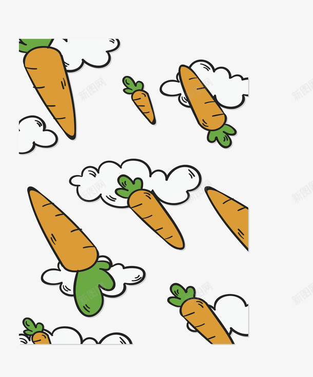 可爱卡通胡萝卜花纹矢量图ai免抠素材_88icon https://88icon.com 卡通花纹 复活节 复活节花纹 矢量png 胡萝卜 胡萝卜花纹 矢量图