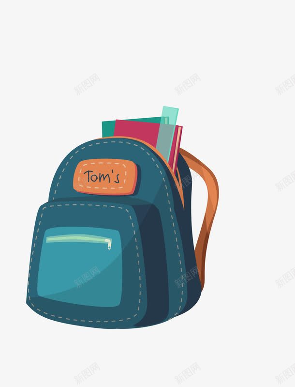 蓝色立体书包双肩包png免抠素材_88icon https://88icon.com 双肩包 矢量双肩包 立体书包 蓝色双肩包