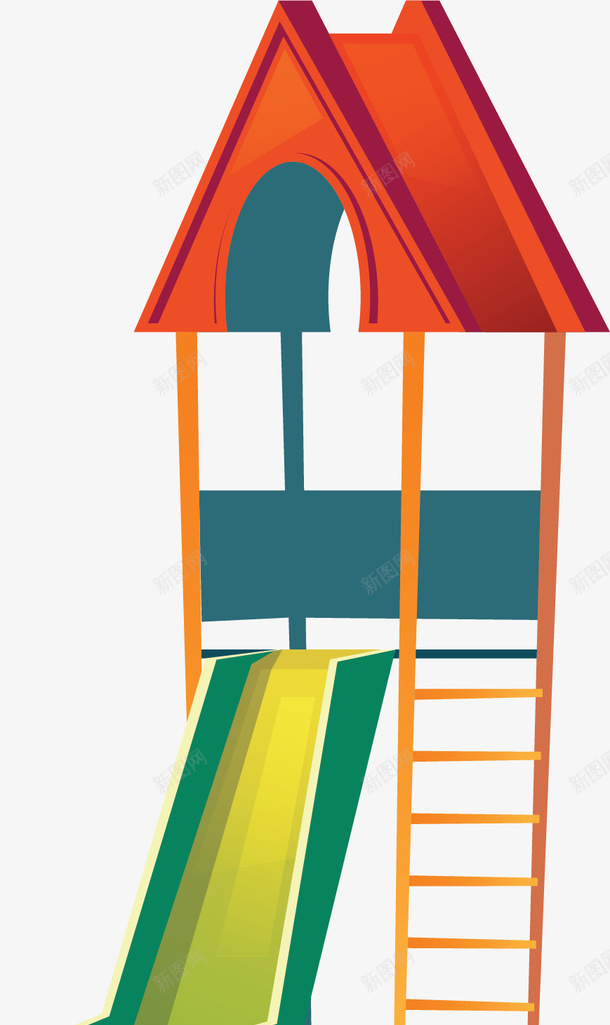 卡通公园里的滑梯矢量图ai免抠素材_88icon https://88icon.com 儿童乐园 公园 公园滑梯 卡通滑梯 滑梯 矢量png 矢量图