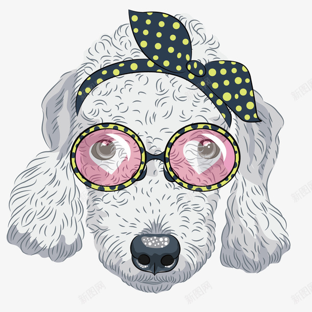 可爱小花狗矢量图ai免抠素材_88icon https://88icon.com 可爱 花狗 蝴蝶结 矢量图