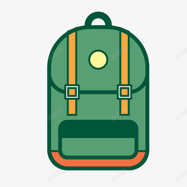 卡通墨绿学生双肩包png免抠素材_88icon https://88icon.com 书包 卡通 双肩包 墨绿 学习 学生