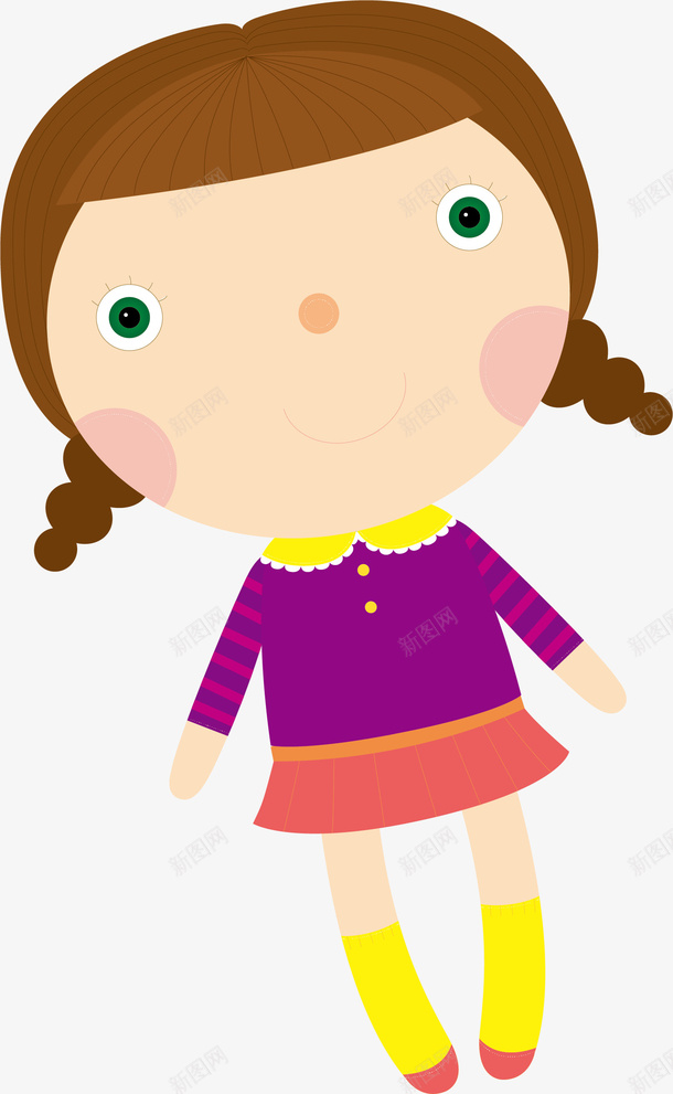 扎小辫子的女孩png免抠素材_88icon https://88icon.com 可爱 女孩 小辫 手绘
