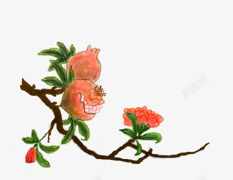 石榴花彩铅png免抠素材_88icon https://88icon.com 彩铅 石榴花 红色 花