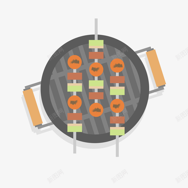卡通手绘烧烤架矢量图ai免抠素材_88icon https://88icon.com 俯视图 卡通 烤串 烧烤 烧烤架 野餐 食物 矢量图