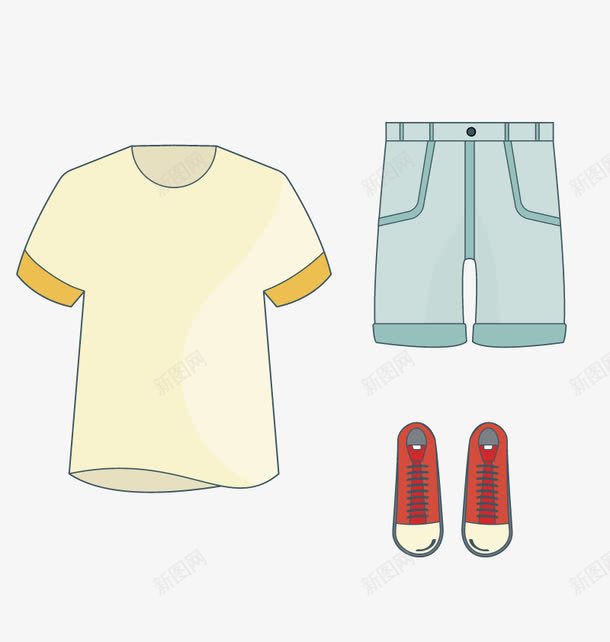 夏天短袖png免抠素材_88icon https://88icon.com 休闲 男士 运动衫 鞋子