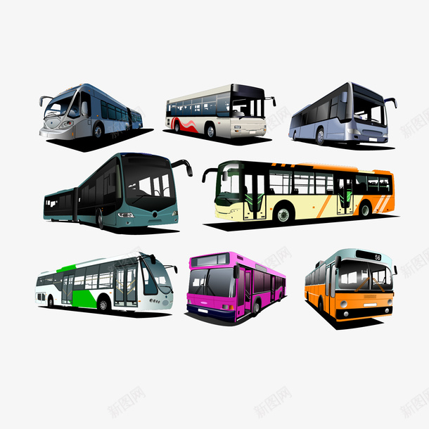 黄色大型公交车矢量图eps免抠素材_88icon https://88icon.com 机动车 黄色大型公交车图片 矢量图