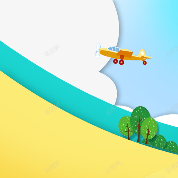 卡通飞机背景矢量图eps免抠素材_88icon https://88icon.com 创意 卡通 背景 飞机 矢量图