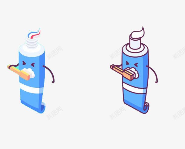 蓝色牙膏刷牙png免抠素材_88icon https://88icon.com 刷牙 卡通 牙膏 蓝色