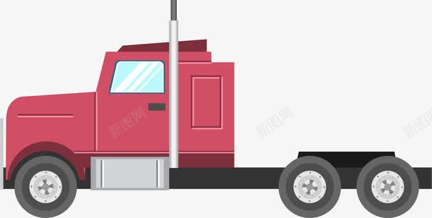卡通红色货车png免抠素材_88icon https://88icon.com 大型车 扁平化 拖挂车 红色 货车
