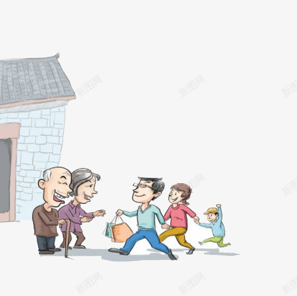 常回家看望父母卡通png免抠素材_88icon https://88icon.com 卡通素材 常回家 父母 看望