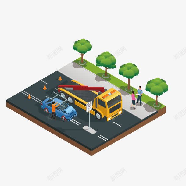 等距绿树和货车png免抠素材_88icon https://88icon.com Q版场景 人物 停车场 场景 植物
