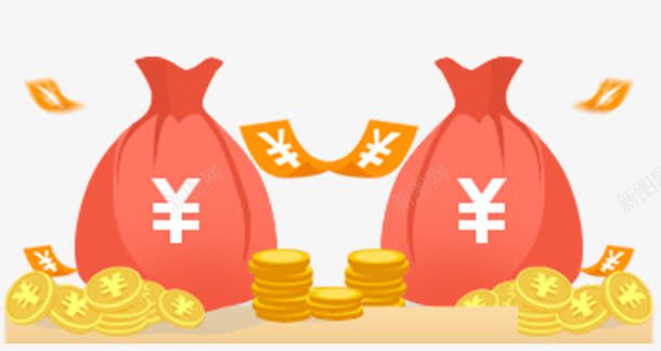 红色卡通金币钱袋装饰图案png免抠素材_88icon https://88icon.com 卡通 红色 装饰图案 金币 钱袋