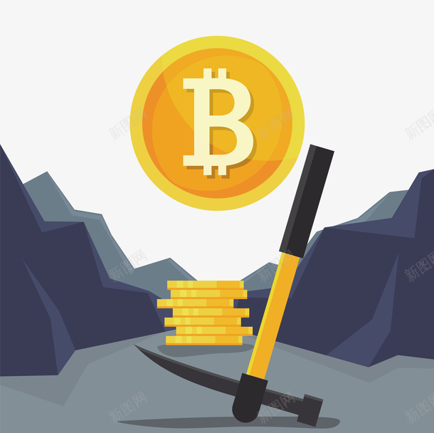 挖取比特币矢量图eps免抠素材_88icon https://88icon.com 比特币 比特币PNG 矢量比特币 黄色 黄色比特币 矢量图