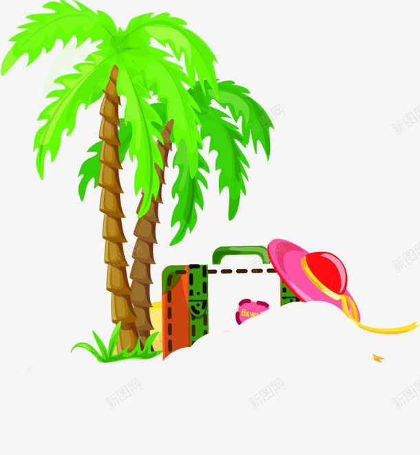手绘海报绿色植物卡通椰子树太阳帽png免抠素材_88icon https://88icon.com 卡通 太阳 椰子树 海报 绿色植物