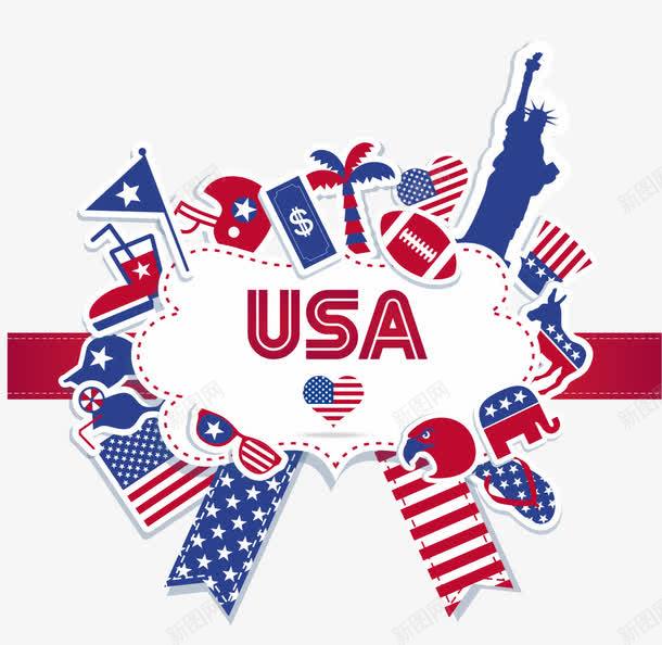 usa边框png免抠素材_88icon https://88icon.com usa 椰子树 矢量边框 雕像