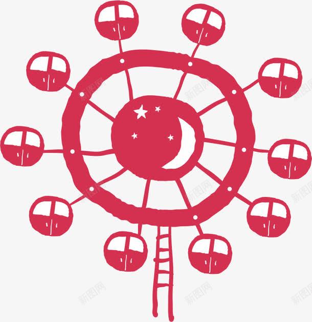 摩天轮png免抠素材_88icon https://88icon.com AI 儿童 卡通 可爱 手绘 摩天轮 游乐场 红色