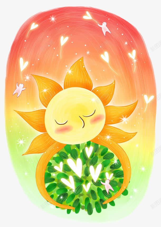 太阳的拥抱png免抠素材_88icon https://88icon.com 太阳的拥抱 插画 童话世界 绿色植物