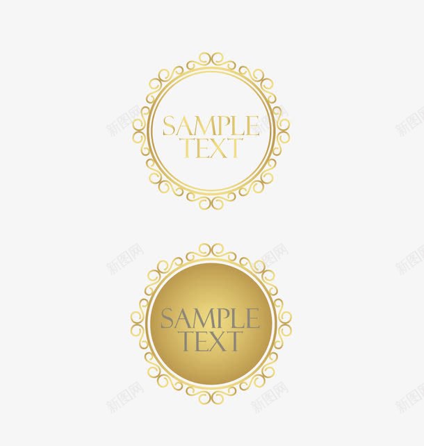 金色边框矢量图ai免抠素材_88icon https://88icon.com 圆形 拉花 牌子 装饰 金色矢量 矢量图