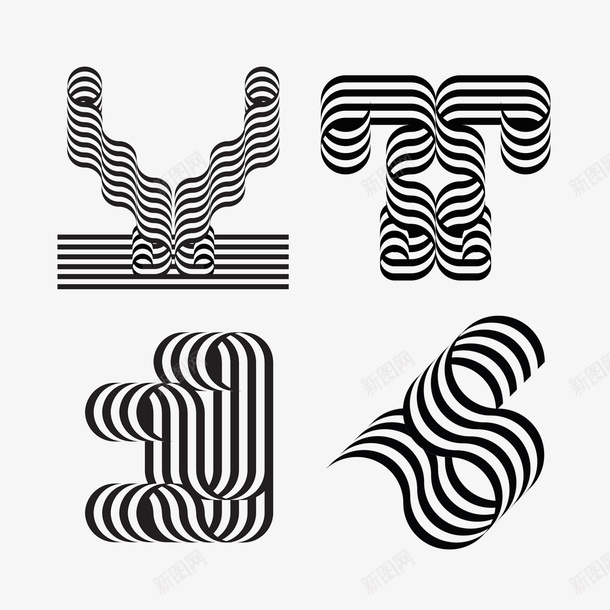 斑马纹艺术字psd免抠素材_88icon https://88icon.com 斑马纹 艺术字 英文字母