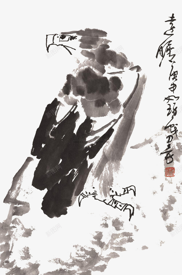 鹰水墨传统装饰png免抠素材_88icon https://88icon.com 传统水墨画 水墨丹青 水墨鹰 老鹰