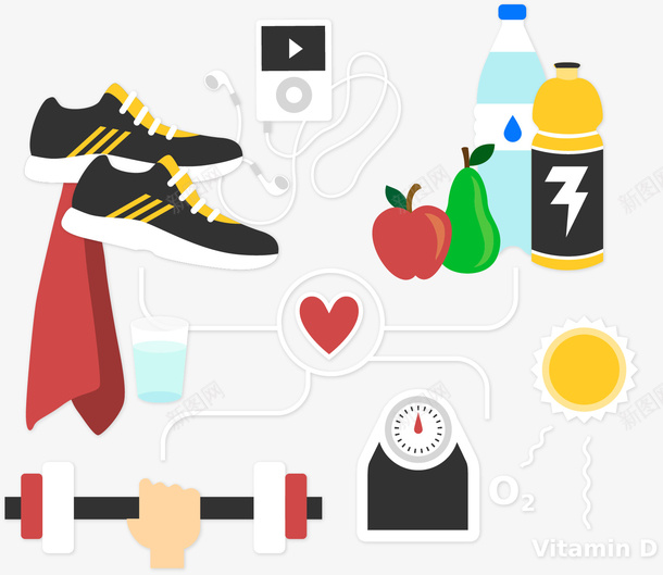 手绘扁平运动相关器械矢量图ai免抠素材_88icon https://88icon.com 健身 手绘 运动 矢量图
