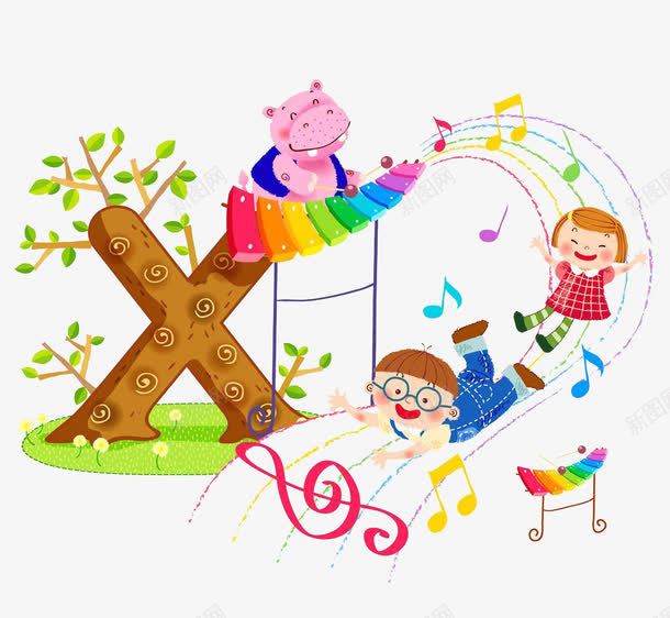 卡通音乐滑梯png免抠素材_88icon https://88icon.com 乐园 河马 滑梯 音乐
