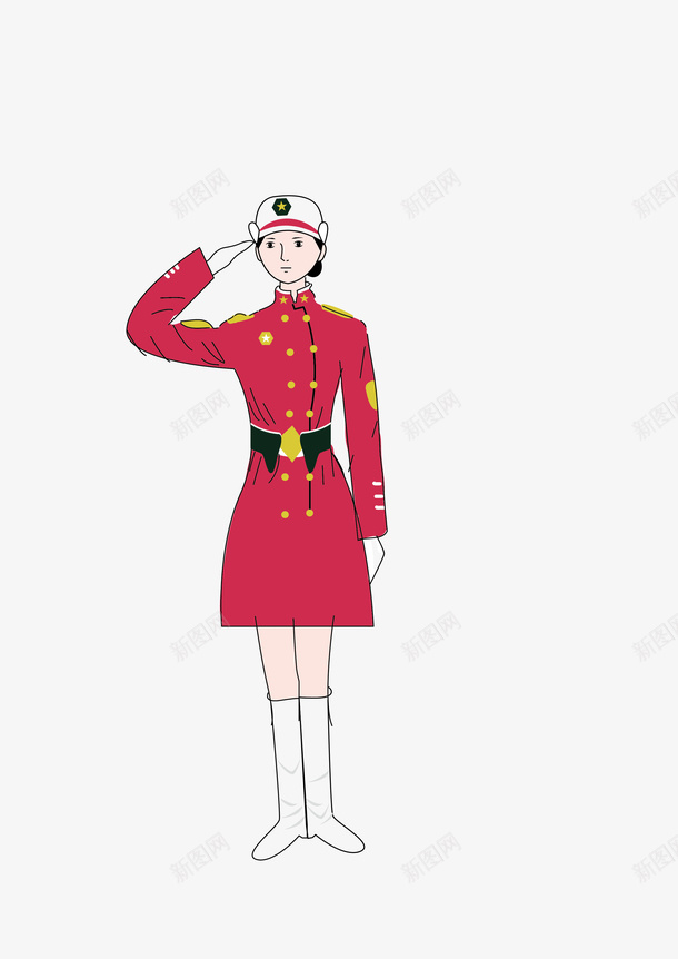 可爱的女军人png免抠素材_88icon https://88icon.com 军人 女人 敬礼 立正敬礼 红色