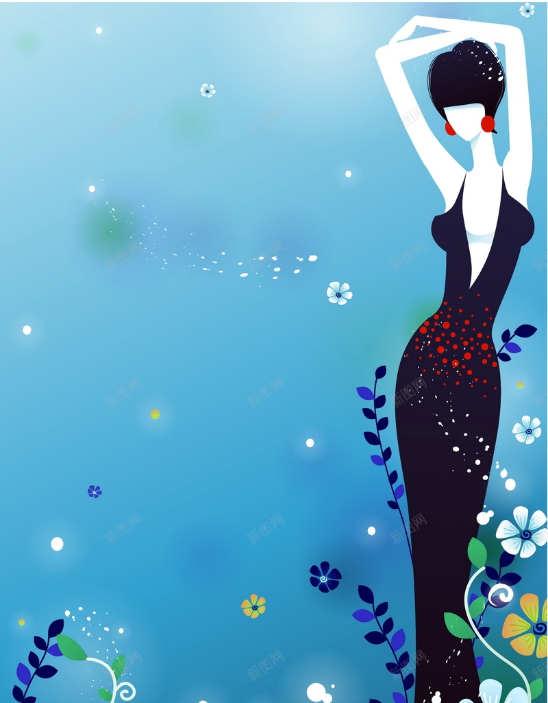 卡通花季少女矢量图ai设计背景_88icon https://88icon.com 卡通 女人 少女 手绘 童趣 花季 花朵 矢量图