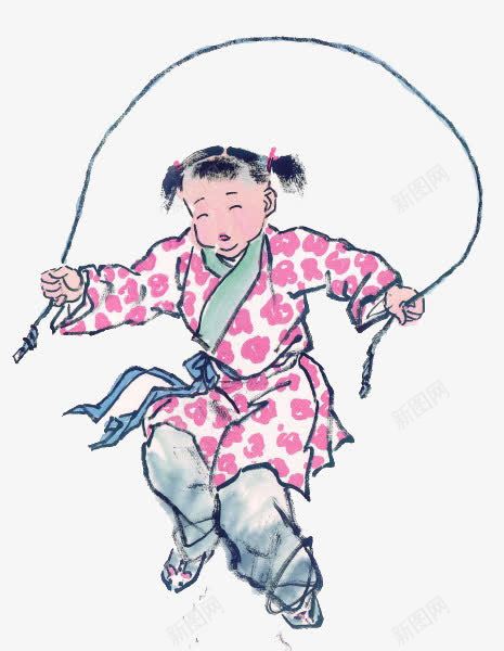 古代儿童跳绳png免抠素材_88icon https://88icon.com 古代儿童 可爱 小女孩 跳绳