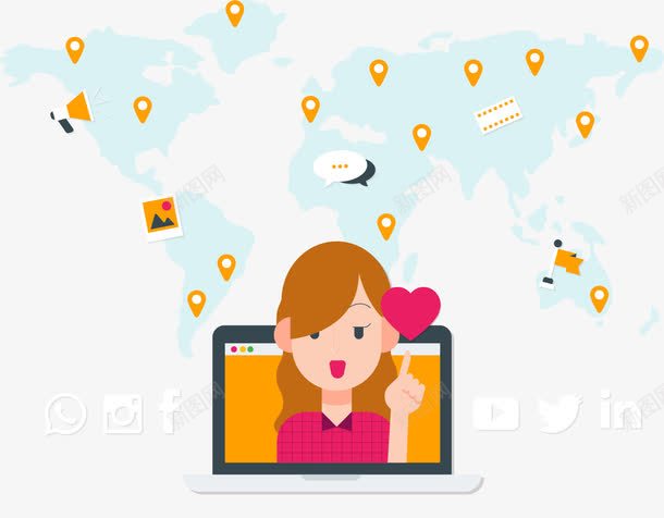 手绘地图定位png免抠素材_88icon https://88icon.com 地图定位 客服人员 扁平 手绘 笔记本电脑