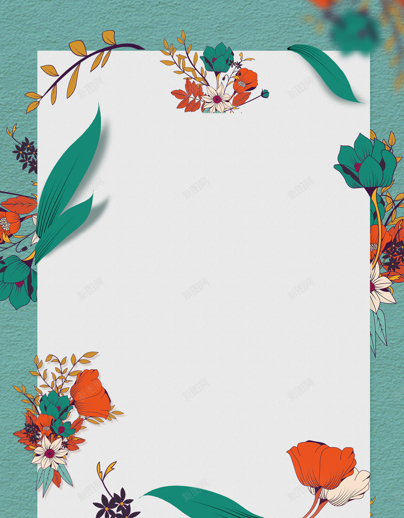 绿色手绘春季上新花卉边框背景jpg设计背景_88icon https://88icon.com 叶子 女生节 女装背景 妇女节 手绘 春天 春季 春季上新 绿色 花卉 花朵 边框背景