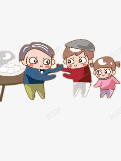 排队吃包子png免抠素材_88icon https://88icon.com 包子女孩 手绘 白色 红色 蓝色