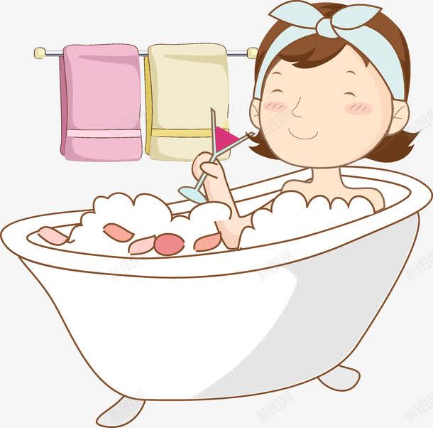 洗澡美女png免抠素材_88icon https://88icon.com 人物画 卡通手绘 水彩画 洗澡美女 肖像画 装饰图案
