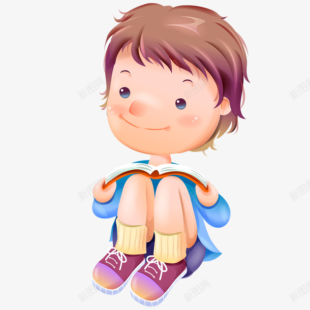 卡通看书的孩子png免抠素材_88icon https://88icon.com 儿童节 卡通 可爱 孩子 看书 阅读改变人生