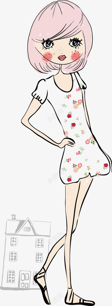 可爱卡通时尚女孩矢量图ai免抠素材_88icon https://88icon.com 卡通女孩 可爱卡通时尚女孩 矢量素材 矢量图