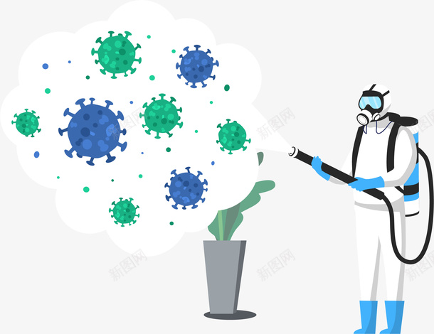 消杀病毒的工作人员矢量图ai免抠素材_88icon https://88icon.com 各职业人员 同心抗疫 抗疫 杀菌 核酸检测 消杀新型冠状病毒的人物 矢量图 防疫 防疫宣传海报