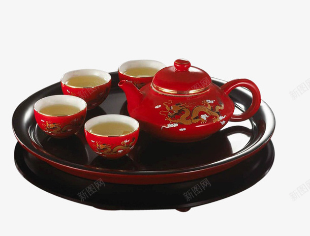 整套茶具png免抠素材_88icon https://88icon.com 红色茶具 茶具 茶壶 茶杯