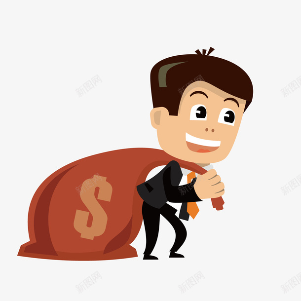 黑色赚钱矢量图ai免抠素材_88icon https://88icon.com 商务 素材 赚钱 钱袋 矢量图