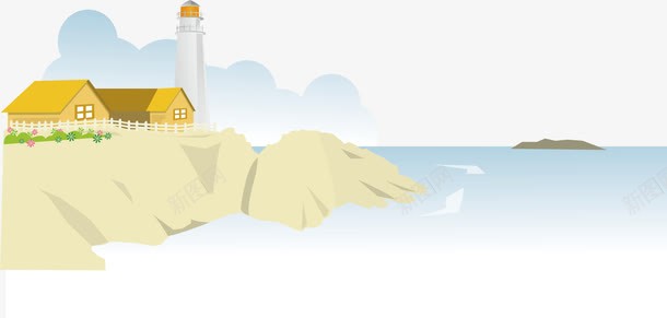 海边矢量图ai免抠素材_88icon https://88icon.com png 山峰 房子 海边 灯塔 矢量素材 矢量图