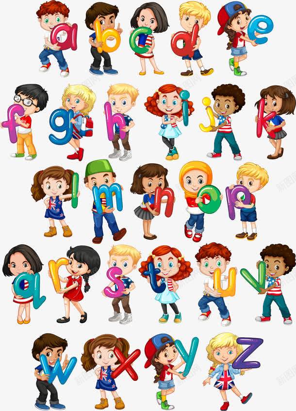 手绘拿着英文字母的小朋友png免抠素材_88icon https://88icon.com 卡通 小朋友 手绘 英文字母