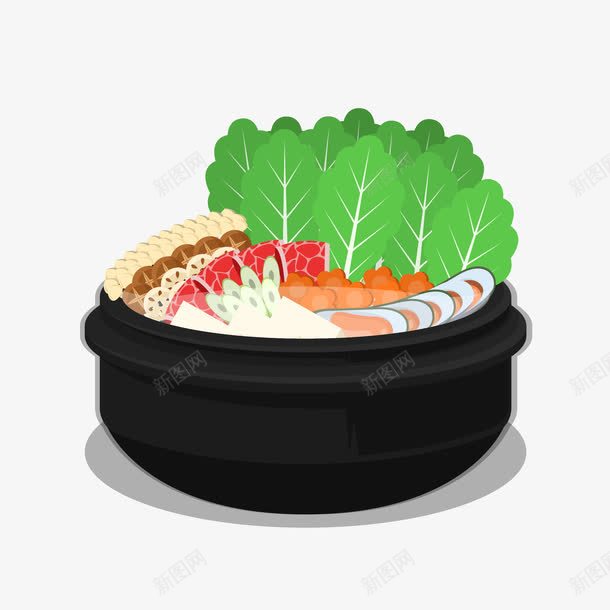 火锅美食图png免抠素材_88icon https://88icon.com 300像素图 AI免抠 大图免抠 手绘 火锅 青菜 高清免抠