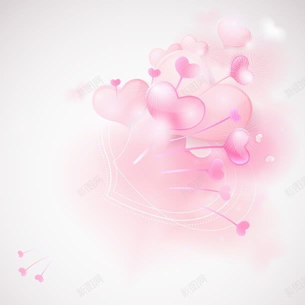 卡通粉色长线爱心png免抠素材_88icon https://88icon.com 卡通 爱心 粉色 长线