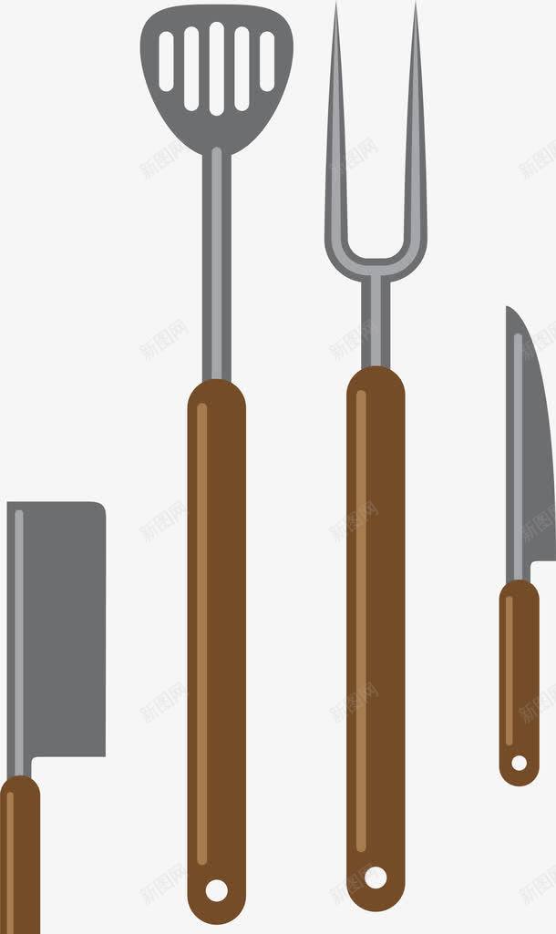 扁平化卡通烧烤工具png免抠素材_88icon https://88icon.com BBQ 刀叉 扁平化 烧烤工具 矢量图案 餐饮美食