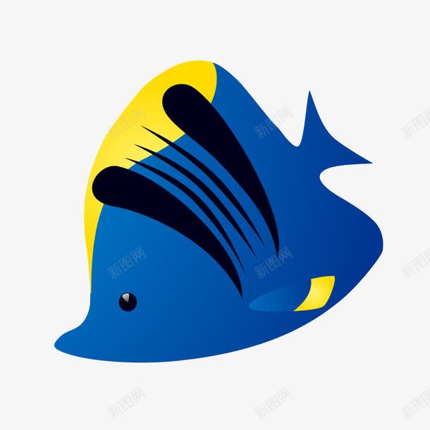 蓝色扁胖卡通小鱼png免抠素材_88icon https://88icon.com 卡通 小鱼 扁胖 蓝色