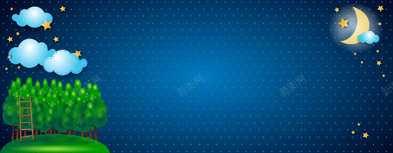 卡通森林的夜晚月亮安静banner矢量图ai设计背景_88icon https://88icon.com banner 卡通 夜晚 安静 月亮 树木 森林 矢量 矢量图