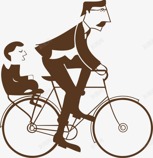 手绘卡通骑单车父子png免抠素材_88icon https://88icon.com 单车 卡通 父子