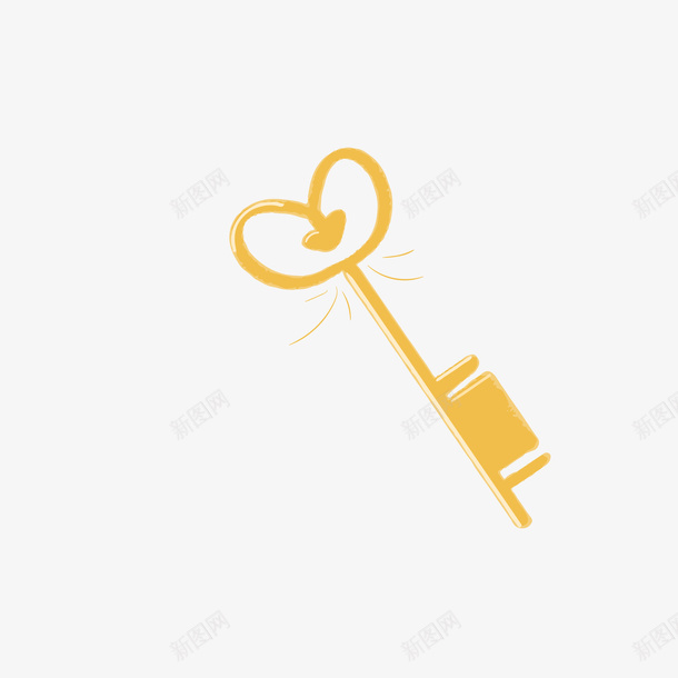 黄色心形老式钥匙矢量图ai免抠素材_88icon https://88icon.com 心形 心形钥匙 老式钥匙 钥匙 黄色 黄色钥匙 矢量图