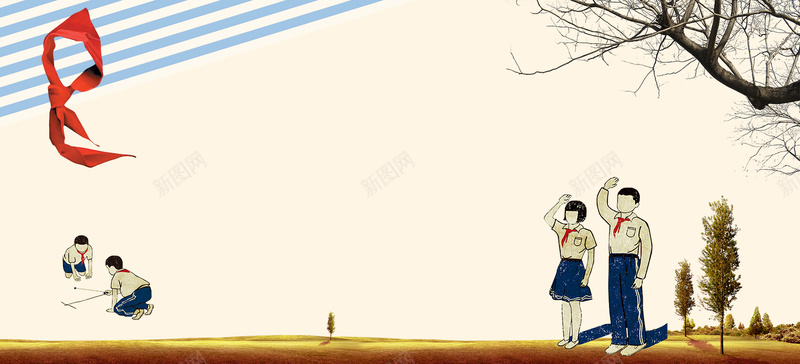 卡通敬礼学生毕业纪念册青春照片墙背景bannerpsd设计背景_88icon https://88icon.com banner 卡通 学生 成长纪念册 手绘 敬礼 毕业 海报banner 照片墙 童趣 红领巾 纪念册 背景 青春