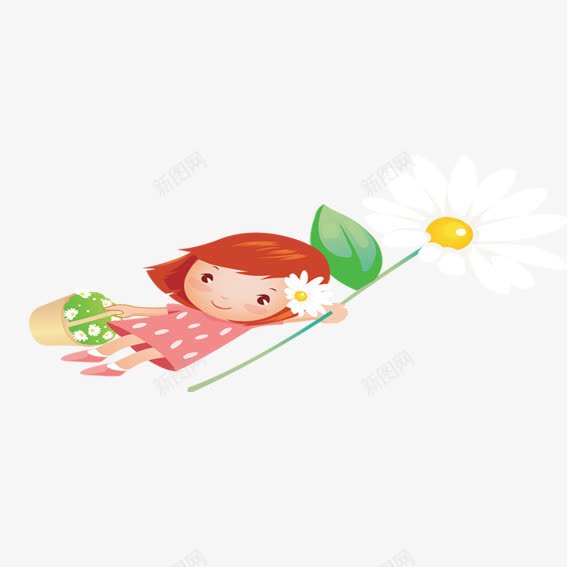 小女孩和太阳花png免抠素材_88icon https://88icon.com 卡通太阳花 卡通小女孩 卡通菜篮 太阳花 白色 红色 花