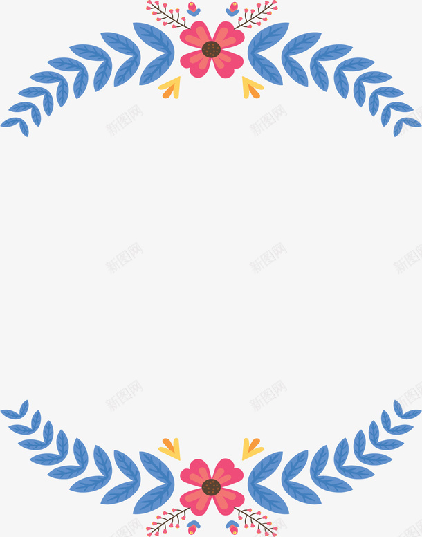 蓝色树叶春天边框矢量图ai免抠素材_88icon https://88icon.com 春叶 春叶边框 春天 春天边框 矢量png 蓝色春叶 矢量图